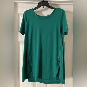 Zenana Premium Blouse Top Womens Size Xl Jade Green Crew Neck Short Sleeve